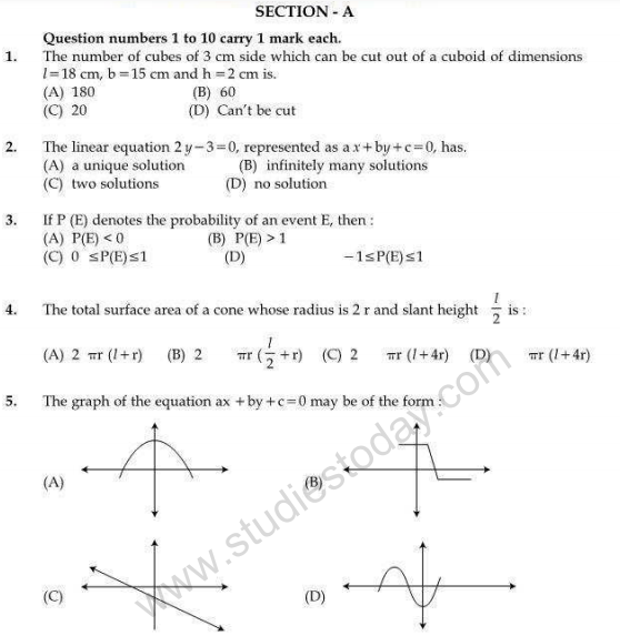 Cbse class 9 mathematics sample paper 8